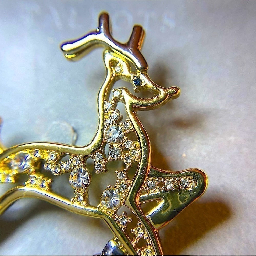 🦌Talbots Reindeer Rhinestone Brooch NWT - Picture 2 of 7